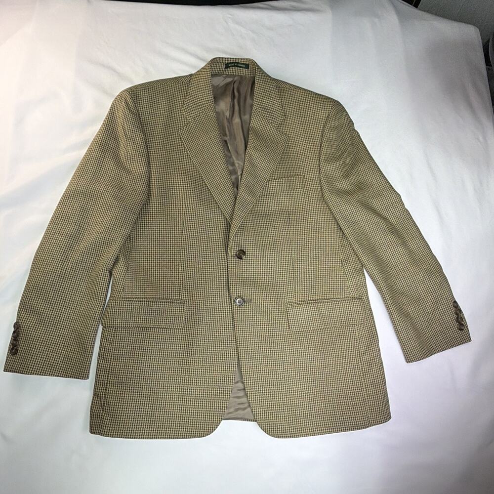 VTG ‘98 Lauren Ralph Lauren Silk/Wool Blend Houndstooth Blazer 40S Dark Academia